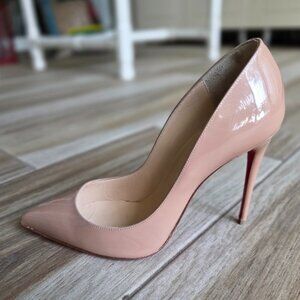 Christian Louboutin Nude Patent Leather 100 Pigalle Follie Pumps 37.5